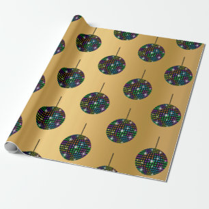 GOLD Discoball BIRTHDAY WEDING WRAP Geschenkpapier