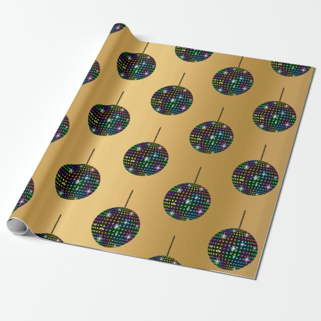 GOLD Discoball BIRTHDAY WEDING WRAP Geschenkpapier (Ungerollt)