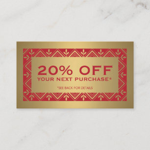 Gold Discount Coupon Card für festliche Rot und Im