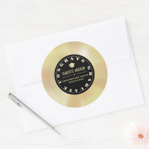 Gold Disk/Vinyl Record-Abschluss Runder Aufkleber