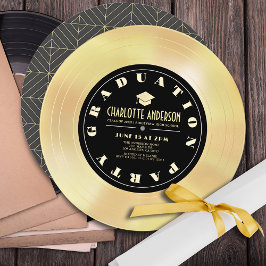 Gold Disk/Vinyl Record Graduation Party Einladung