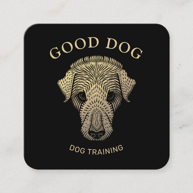 Gold Dog Trainer Quadratische Visitenkarte (Vorderseite)