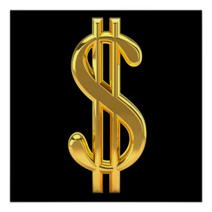 Gold-Dollar-Sign auf Black Poster