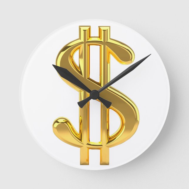 Gold-Dollar-Signalleuchte Runde Wanduhr (Vorderseite)