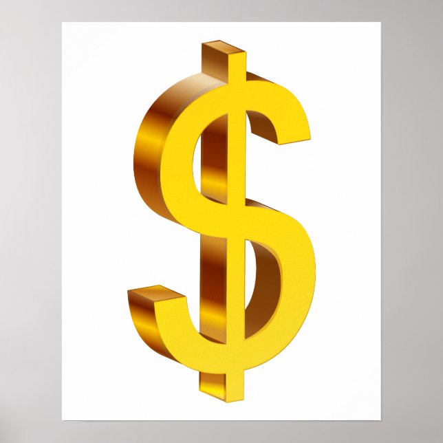 Gold-Dollar-Symbol Poster (Vorne)