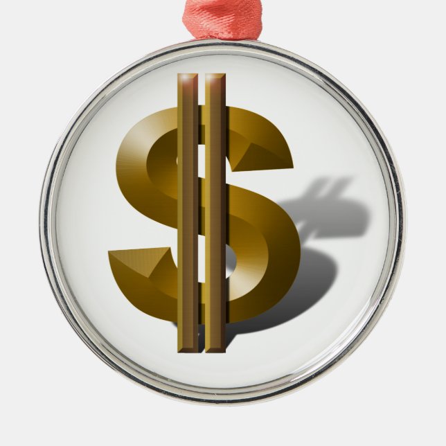 Gold-Dollar-Unterzeichnung Silbernes Ornament (Vorne)