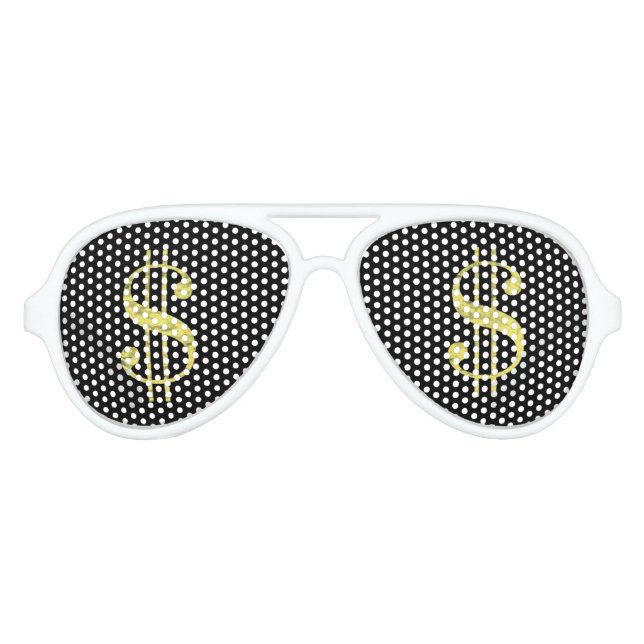 Gold $ Dollar Zeichen Bling Gastgeschenk Sonnenbri Sonnenbrille (Vorderseite)