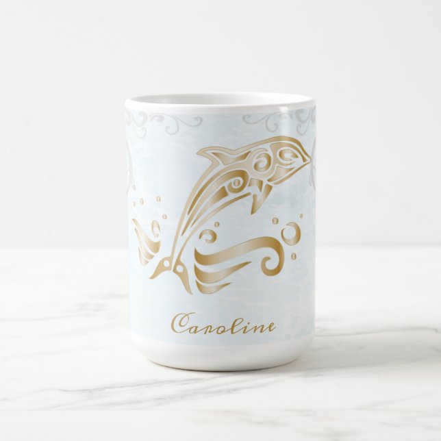 Gold Dolphin Personalisiert Coffee Tasse (Mittel)