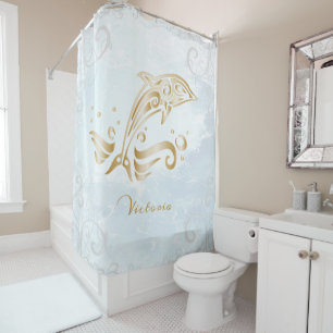 Gold Dolphin Personalisiert Duschvorhang