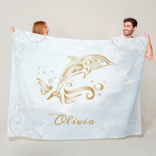 Gold Dolphin Personalisiert Fleece Blanket