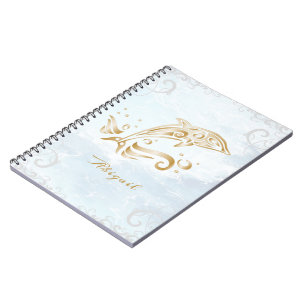 Gold Dolphin-Personalisiert-Notebook Notizblock