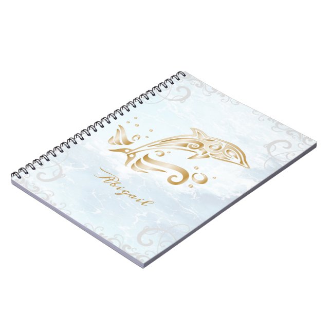 Gold Dolphin-Personalisiert-Notebook Notizblock (Linke Seite)