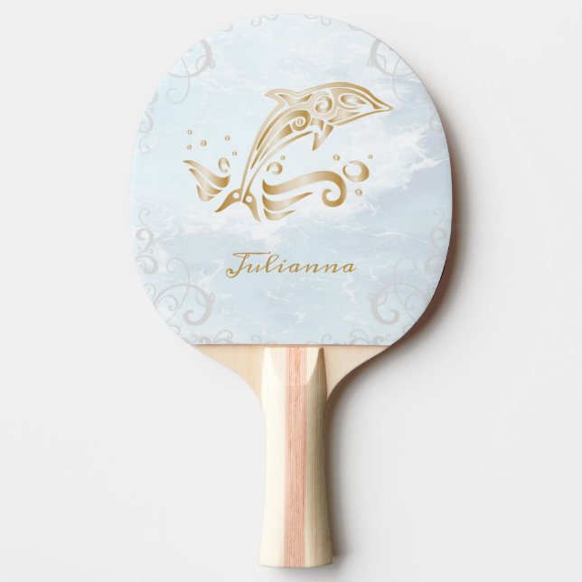 Gold Dolphin Personalisiert Ping Pong Paddle Tischtennis Schläger (Vorderseite)
