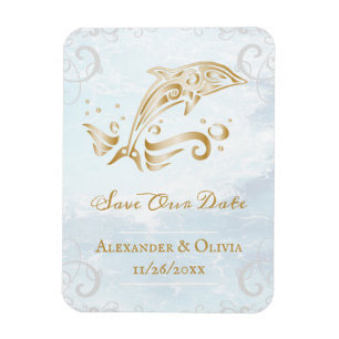 Gold Dolphin Save the Date Magnet