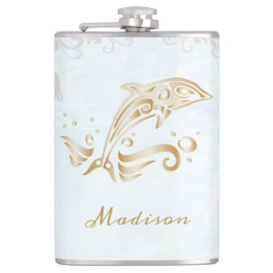 Gold Dolphin Vinyl Wrapped Flask Flachmann