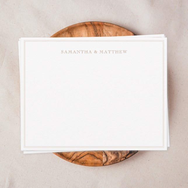 Gold Doppelgrenzenkupplung Mitteilungskarte (Gold double border vintage typography couple note card)