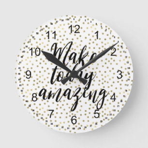 Gold Dots Confetti machen heute Phantastisch Runde Wanduhr