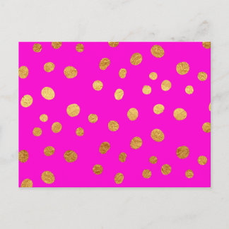 Gold Dots Imitate Foil Hot Pink Magenta Muster Postkarte