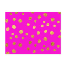 Gold Dots Imitate Foil Hot Pink Magenta Muster