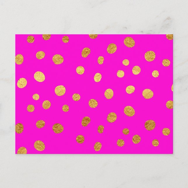 Gold Dots Imitate Foil Hot Pink Magenta Muster Postkarte (Vorderseite)