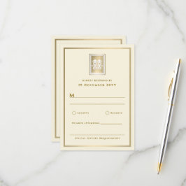 Gold Double Happiness Elegante chinesische Hochzei RSVP Karte