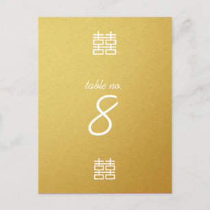 Gold Double Happiness Lanterns Wedding Table Cards Postkarte