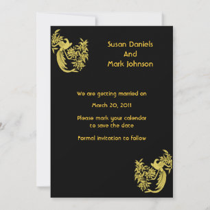 Gold Doves auf Black Wedding speichern das Datum Save The Date