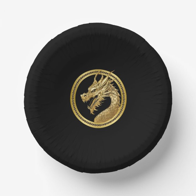 Gold Dragon-Black und Gold Pappteller (Vorderseite)