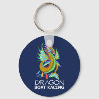 Gold Dragon Boat Racing Blue Schlüsselanhänger