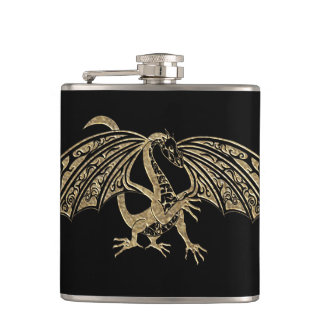 Gold Dragon Fantasy Goth Flask Flachmann