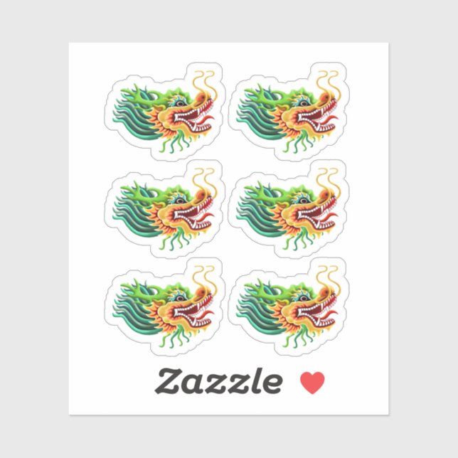 Gold-Dragon-Head Aufkleber (Blatt)