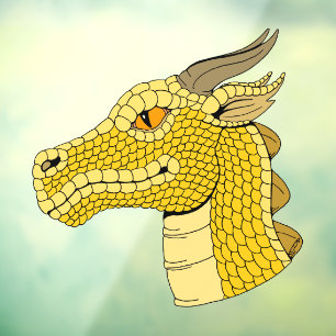 Gold Dragon Head in Profil Fensteraufkleber
