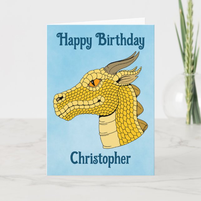 Gold Dragon Head in Profil Karte (Vorderseite)