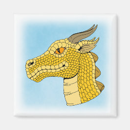 Gold Dragon Head in Profil Magnet