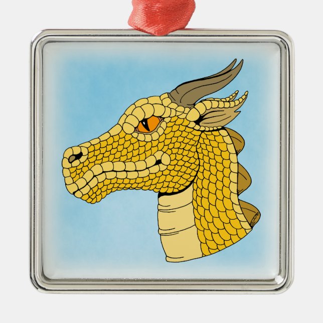 Gold Dragon Head in Profil Ornament Aus Metall