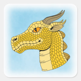 Gold Dragon Head in Profil Quadratischer Aufkleber