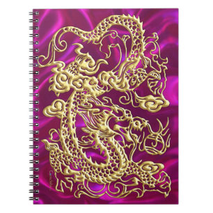Gold Dragon Magenta Satin Lush Gold Notebook Notizblock