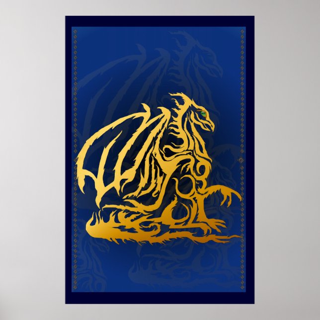 Gold Dragon Print Poster (Vorne)
