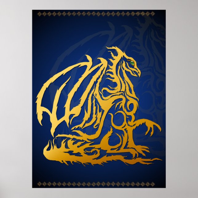 Gold Dragon Print Poster (Vorne)