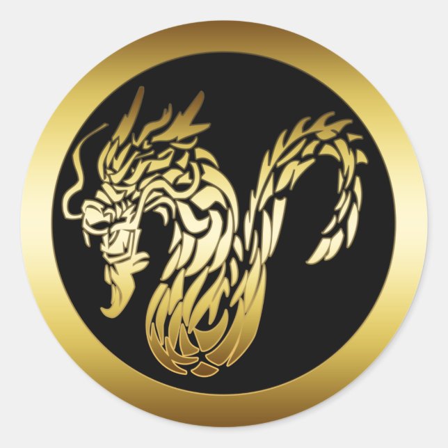 GOLD DRAGON RUNDER AUFKLEBER (Vorderseite)