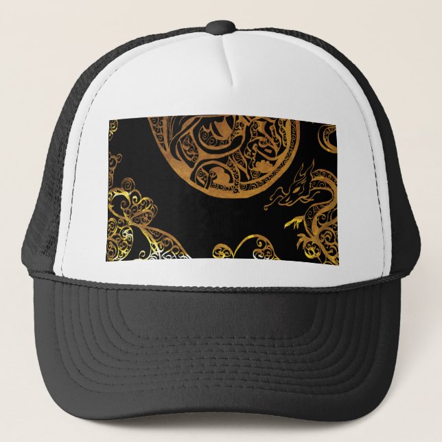Gold Dragon Truckerkappe (Vorderseite)