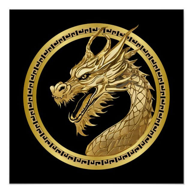 Gold Dragon Wall Art- Poster (Vorderseite)
