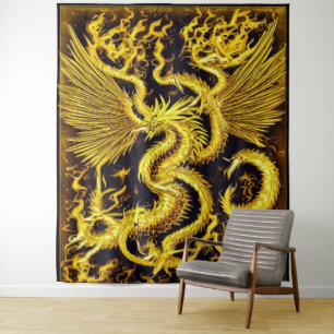 Gold Dragon Wandteppich