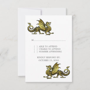 Gold Dragon Wedding Response Card RSVP Karte
