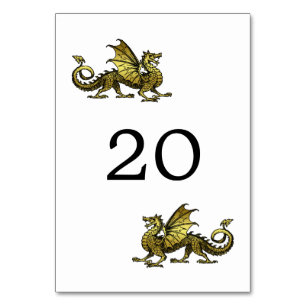 Gold Dragon Wedding Table Card Tischnummer