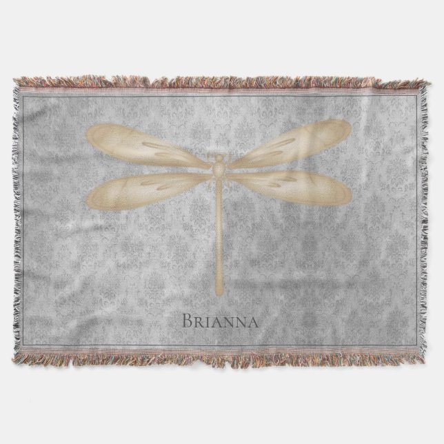 Gold Dragonfly Damask Decke (Vorderseite)