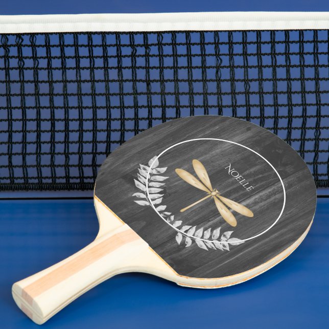 Gold Dragonfly Rustikales Ping Pong Paddle Tischtennis Schläger (InSitu)