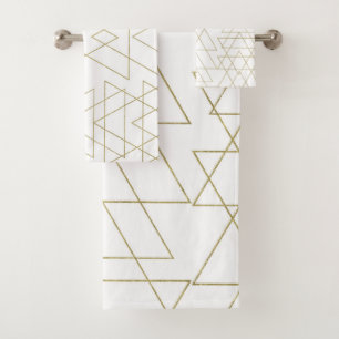 Gold Dreiecke Chic White Modern Glamour Badhandtuch Set
