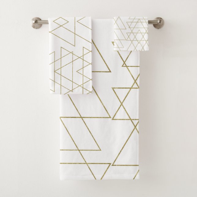 Gold Dreiecke Chic White Modern Glamour Badhandtuch Set (Insitu)