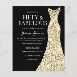 Gold Dress 50 & Fabulous 50. Geburtstag Einladung